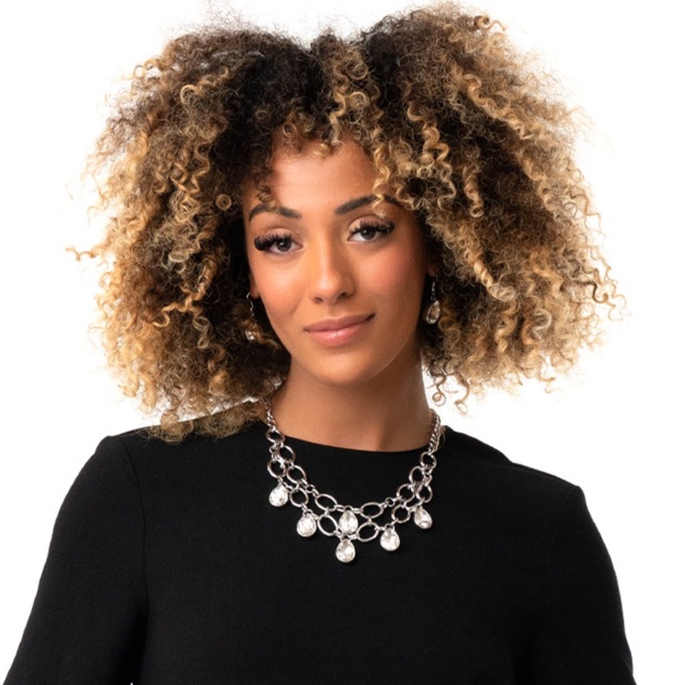 Tear Drop Shape Diamond Chaim Necklace/ w earrings